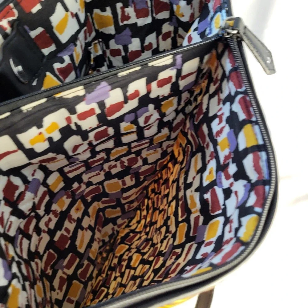 Vera Bradley Painted Feather Black Accents Tote Bag 16x15.5x4.5